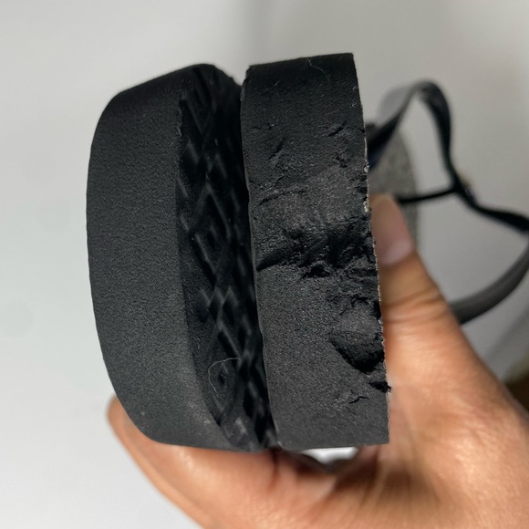 Tory Burch Classic Flip Flops Black With Silver Logo Size 10 - Picture 6 of 8